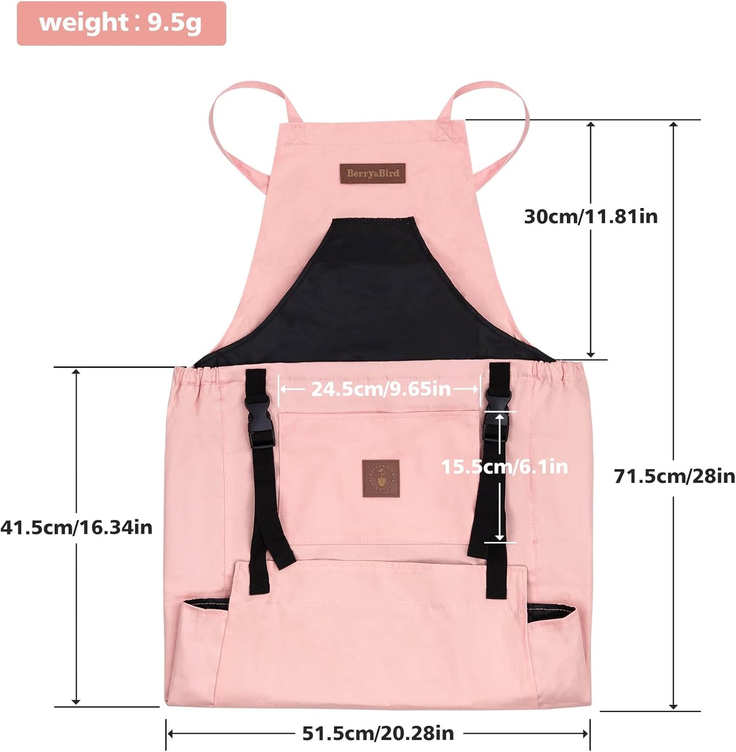 Berry&Bird Harvest Apron, Canvas Gardening Apron with Pockets and Harvesting Pouch Waterproof Harvesting Apron