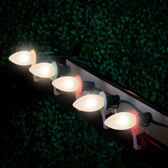 25ft Warm White Christmas Lights Outdoor,Frosted White Christmas Lights with 26 Incandescent Bulbs(1 Spare),Hanging Vintage Christmas Lights for Patio Holidays Christmas Tree Decor