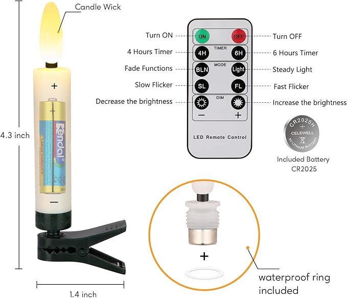20 PCS Flameless LED Taper Candles Flickering Flame Battery Operated with Remote & Timer Warm White Christmas Tree Candle Lights for Home Kitchen Garden Birthday Party Decoration (20 PCS,Ivory)