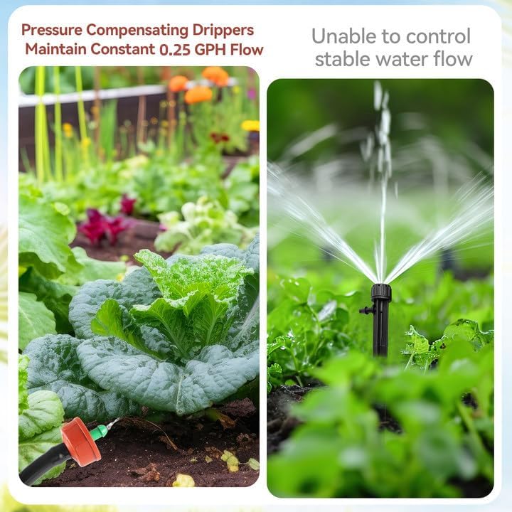 30 Pcs 0.25 GPH Pressure Compensating Irrigation Spot Drippers,Constant Flow Barb Outlet Watering Dripper Emitters Heads Parts for 1/4 Inch Watering Tubing Line for Garden Pots Plant Irrigation System