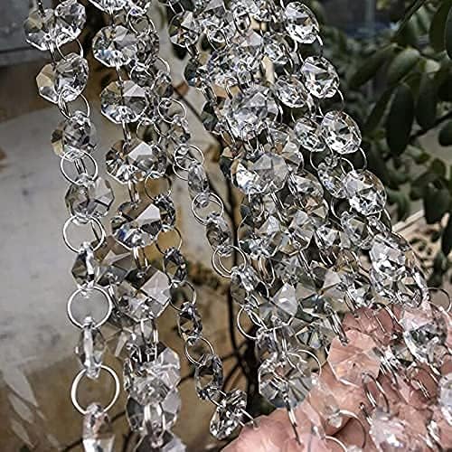 200Pcs/Set 14MM Transparent K9 Crystal Beads Chain Refraction Glass Chandelier Part Prisms Octagonal Beads Home Decor