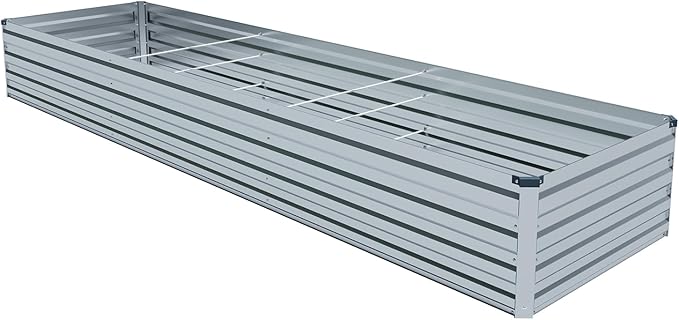 12x4x1.5FT Galvanized Raised Garden Beds Kit Large Outdoor Metal Gardening Planter Box for Vegetable Elevated Flower Herbs, Silver