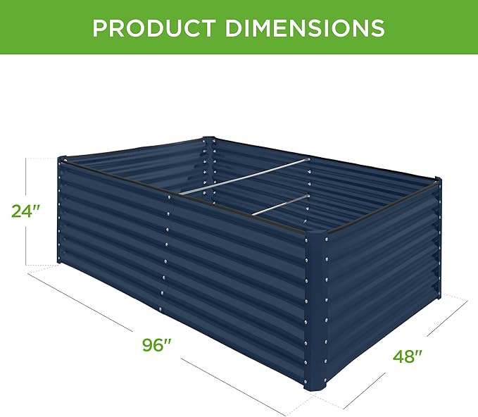 Best Choice Products 8x4x2ft Outdoor Metal Raised Garden Bed, Deep Root Planter Box for Vegetables, Flowers, Herbs, and Succulents w/ 478 Gallon Capacity - Navy