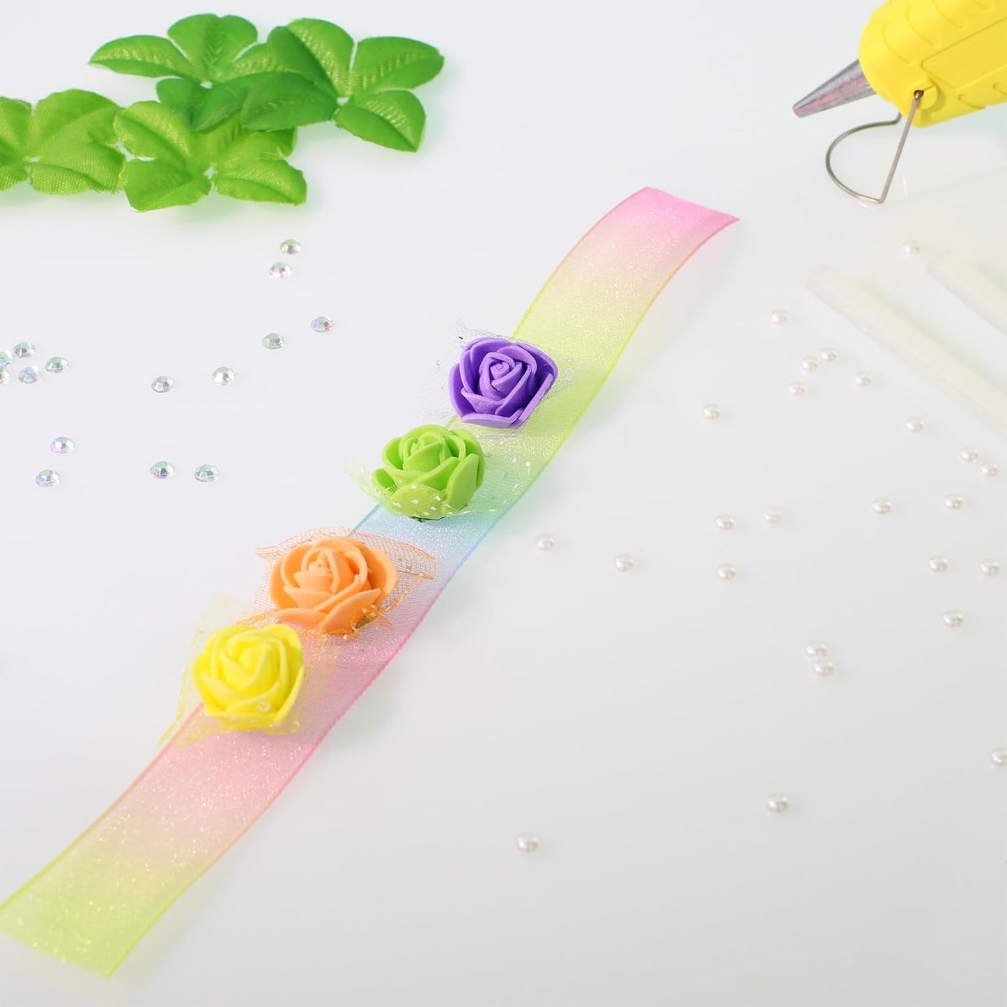 500 Pcs 0.6 Inch Mini Artificial Flowers Head Bulk 5 in 1 Set Faux Foam Fake Small Rose Tiny Baby Flores Bouquet Wreath Gift Hair Clip Home Decoration DIY Craft (Purple)