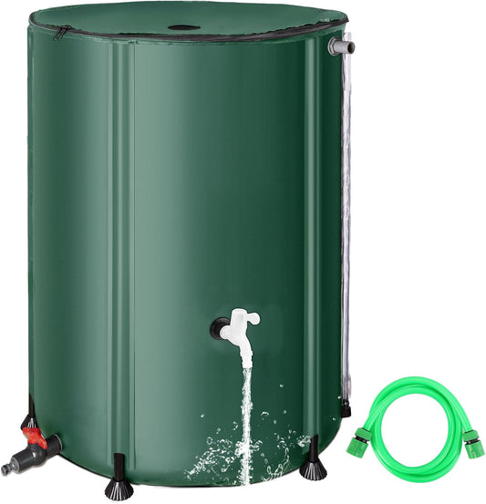 132 Gallon / 500L Collapsible Rain Barrel, Foldable PVC Water Barrels to Collect Rainwater from Gutter, Portable Water Collection System with Hose Spigot, Garden Water Catcher Collector Green