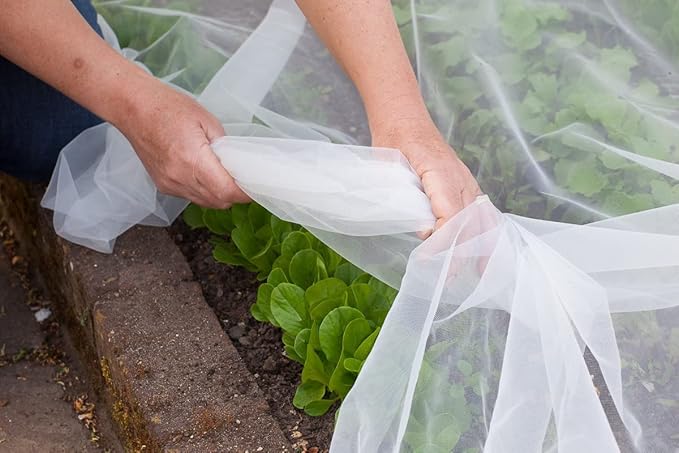 Agfabric Garden Netting 5'x10' Insect Pest Barrier Bird Netting for Garden Protection,Row Cover Mesh Netting for Vegetables Fruit Trees and Plants,White
