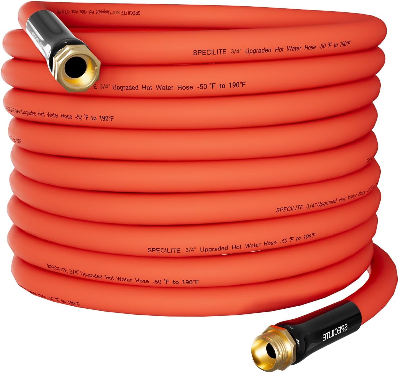3/4" Hot/Cold Garden Water Hose 50 ft, -50℉-190℉,Flexible & Lightweight With 3/4" Brass Fittings for Yard, Outdoor, Farm, Red