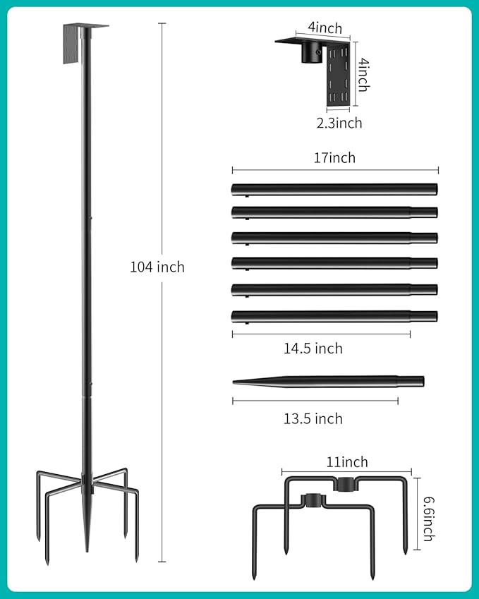 Bird Feeder Pole – 104 Inch Height Bird House Pole with 1-Inch Dia Heavy Duty for Birdfeeders, Feeding Stand with Mount Kit for Outdoor, Slip-Fit Connection