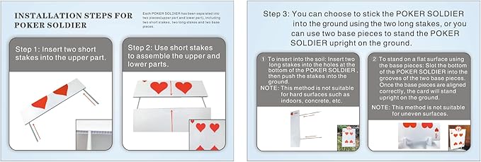 4 PCS Queen's Soldiers Yard Signs with Stakes Trick or Treat Party Hearts Costume Decor Large Lawn Sign Halloween Decorations Outdoor