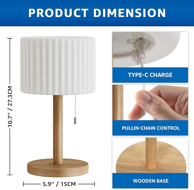 FUYO Outdoor Battery Operated Table Lamp with 8 Colors Dimmable Portable Wireless Table Lamp USB-Charging Night Light Lamp for Outdoor Garden Bedroom Camping Easter Decoration