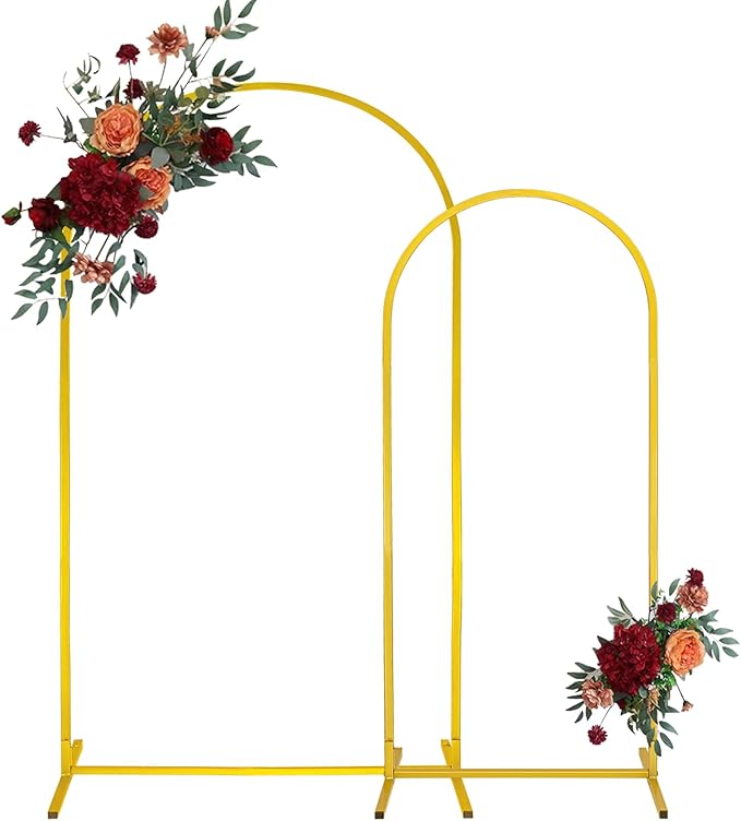 Gold Metal Arch Backdrop Stand 2 Set 7.2FT, 6.6FT Wedding Arch Stand Arched Door Frame for Birthday Party Baby Shower Ceremony Indoor Outdoor Celebration Decor (7.2FT, 6.6FT)