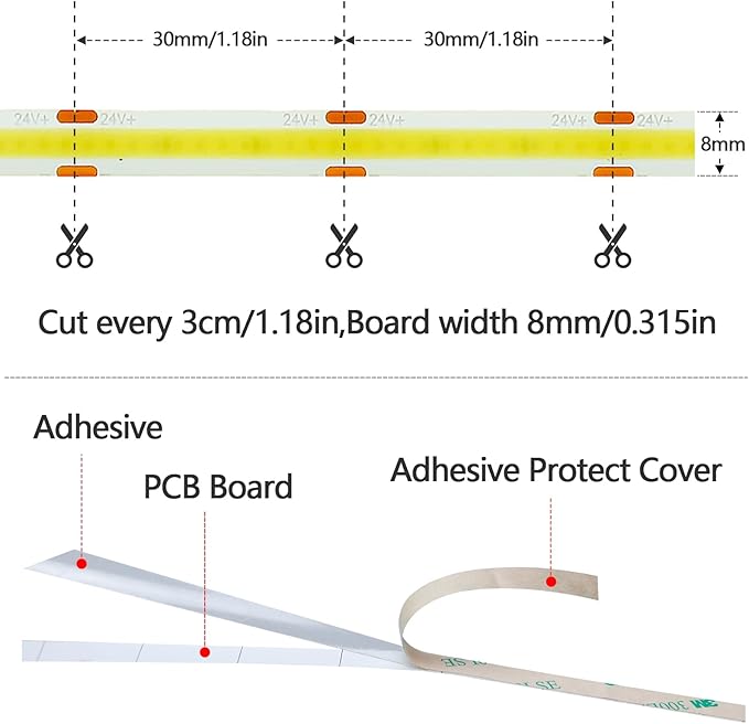 15M/49.2ft 24V COB LED Strip Light Waterproof IP65 Natural White 4000K Uniform Glow 5760LEDs CRI 93+ Flexible LED Tape Lights for DIY Cabinet Bedroom Kitchen Home Decor(No Power Supply)