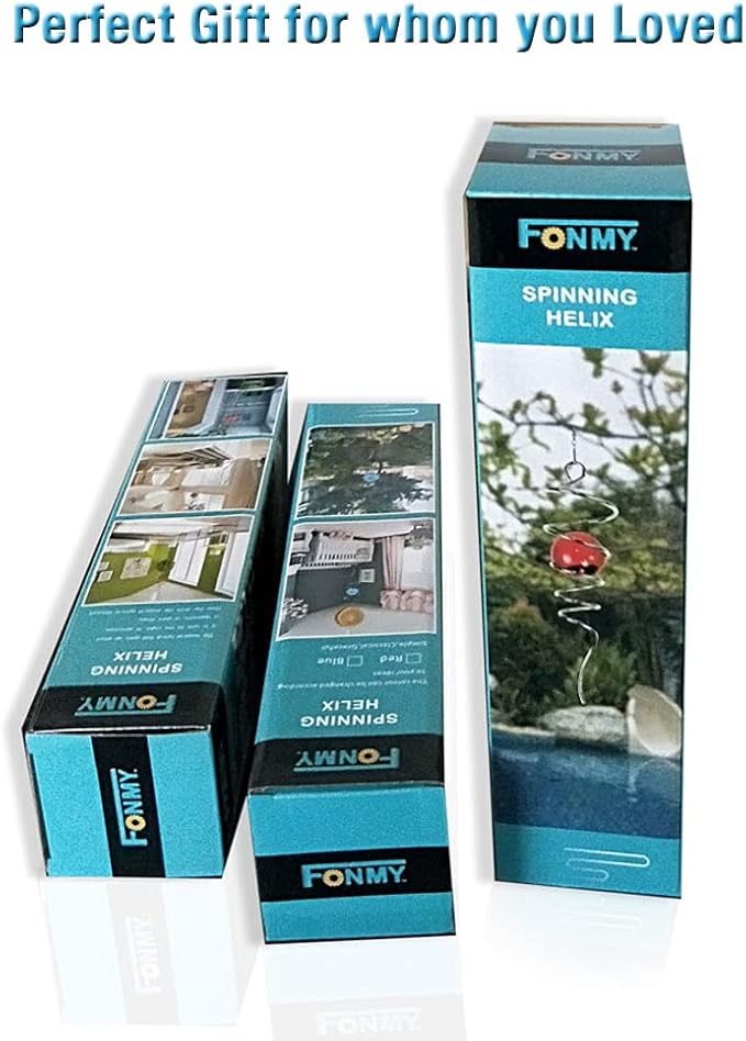 FONMY Gazing Ball Spiral Tail -Decorative Wind Spinner 11" inch Tail and 2" inch Blue Glass Orb. Indoor Outdoor Garden Decoration -13 inch Height