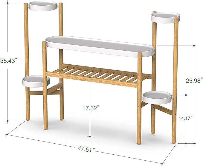 Bamboo Plant Shelf Indoor, 3 Tier Tall Corner Plant Shelves Holder & Plant Display Rack for Outdoor Garden Indoor Home