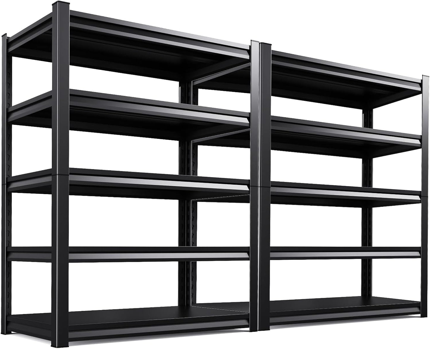 Garage Shelving 3000lb Heavy Duty Shelving Adjustable Metal Shelvings Garage Storage Shelves 5 Tier Utility Shelvin Unit Metal Shelf Rack for Basement Industrial Black 45.7''W×19.7''D×81''H,2 Pack