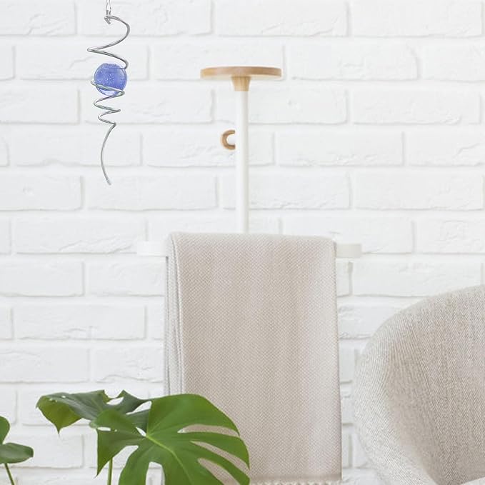 Gazing Ball Spiral Tail, Spiral Wind Spinners with Purple Glass Orb, Decorative Wind Spinner Stabilizer, Outdoor Décor Hanging Decor for Yard Garden Rotating Art Decoration Unique Gifts 13"