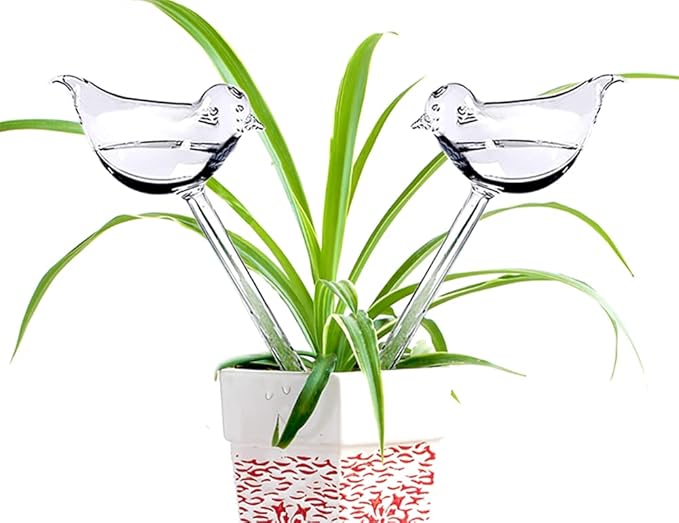 Glass Plant Watering Globes, Self Watering Globes Bird Shape, Self Watering Planter Insert, Plant Watering Devices, Automatic Plant Waterer Indoor, Watering Bulbs, 2 Pack