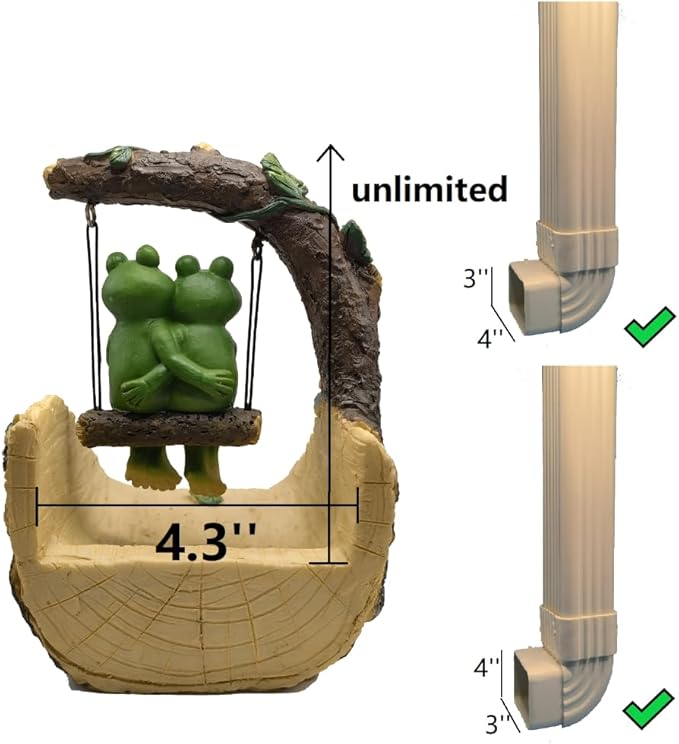 Frogs On The Swing Gutter Guardian Rain Downspout, Animals Outdoor Statue Gutter Downspout Extension Garden Decoration, Downspout Extender Diverter Splash Block for Courtyard and Patio