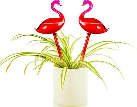 Adabocute Plant Watering Globes, Flamingo Self Watering Globes, Glass Self Watering Planter Insert, Gradient Hot Pink Plant Watering Devices, Automatic Plant Waterer Indoor, Watering Bulbs, 2 Pack