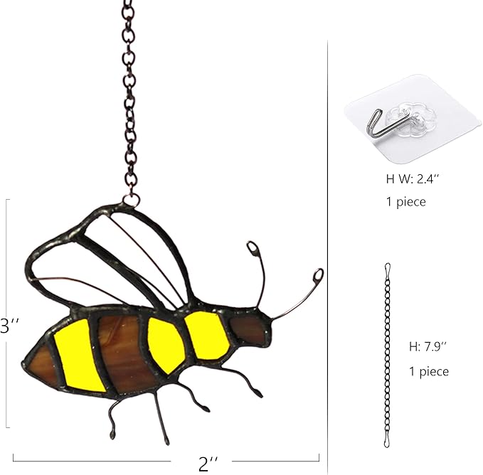 Bee Suncatcher Stained Glass Window Hangings Honey Bee Gifts for Women Gifts for Lover for Mom/Grandma Decorations Gifts/Birthday Gifts for Her