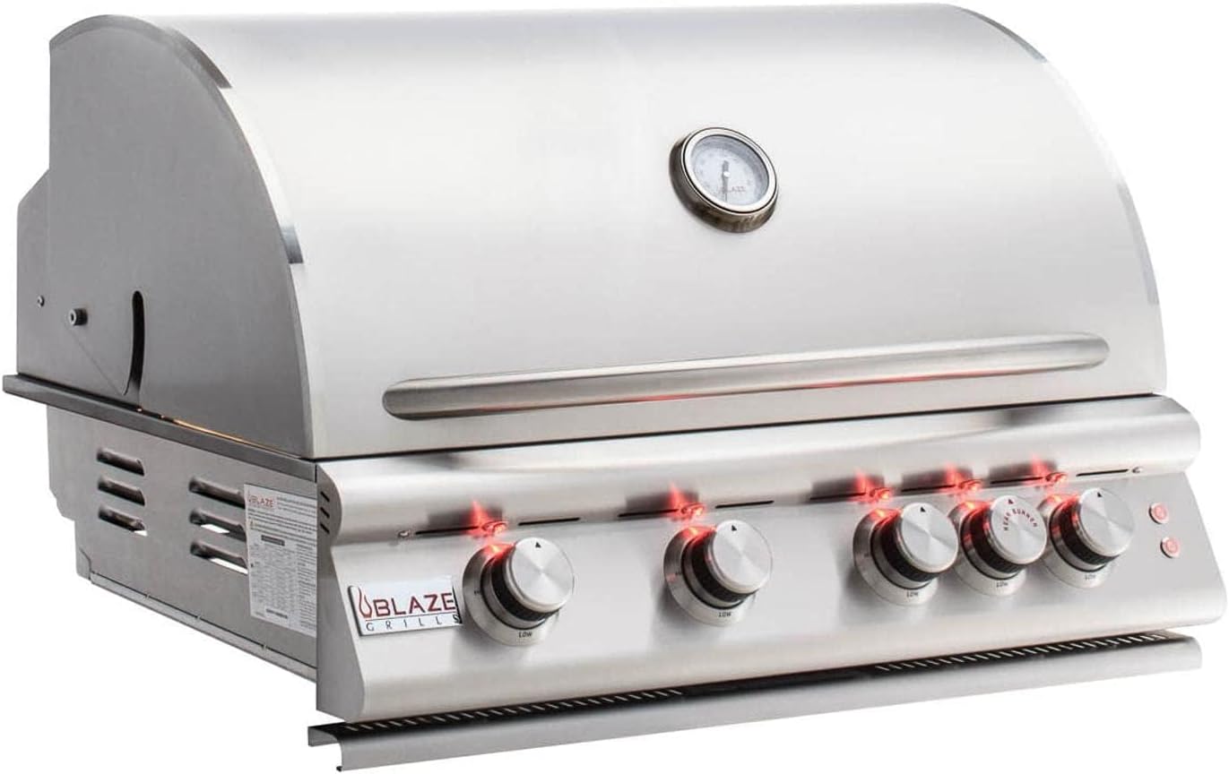 Blaze Premium LTE Built-in Propane Gas Grill | 40-Inch 5-Burner BBQ with Rear Infrared Burner & Grill Lights | 304 Stainless Steel Construction BLZ-5LTE2-LP
