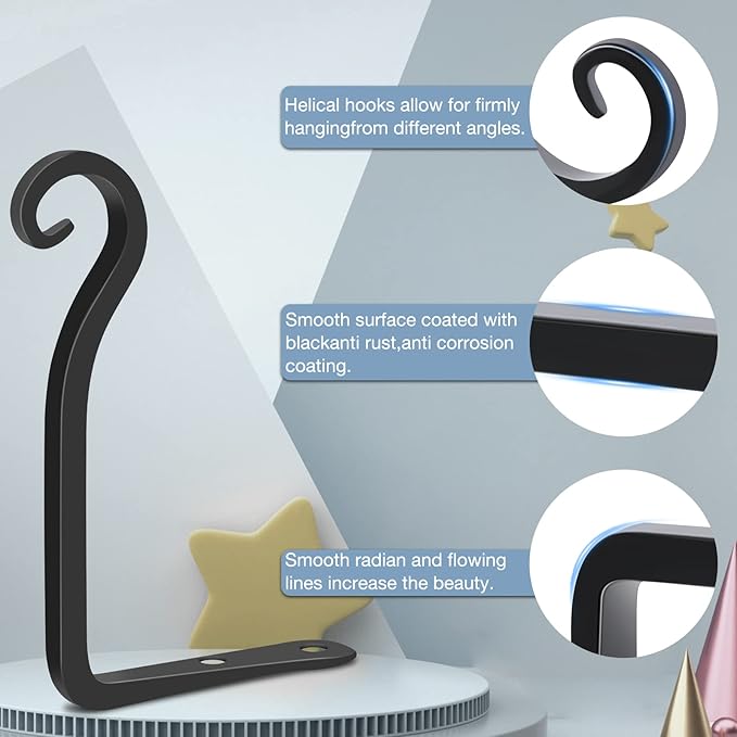 Gtongoko 2 Pack 6 Inch Plant Hangers Outdoor Metal Hanging Plant Bracket Bird Feeder Wall Hooks for Hanging Flower Basket, Wind Chimes, Solar Lanterns, Black