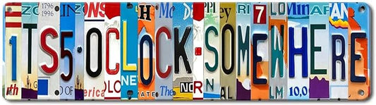 Bar Signs For Home Bar Decor Its 5 O'Clock Somewhere Sign Funny Metal Tin Sign Outdoor Bar Accessories Vintage Surfboard Decor Street Signs For Bedroom Bar Wall Decor Garage Decor It'S Five O'Clock