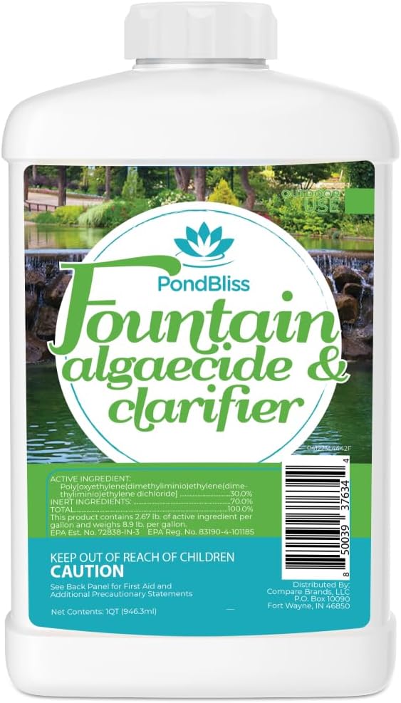 Algaecide for Fountains – Clarify and Controls Algae for Large and Small Fountain - 32 oz (Quart)