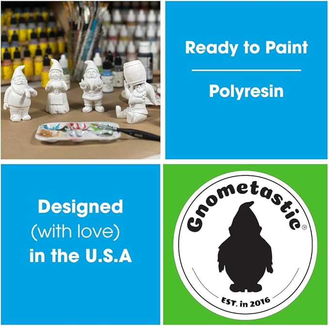 Gnometastic Gnude Gnomes - Middle Finger Unpainted Gnome, 12.5in, Paint Your Own Gnome - Funny Garden Gnomes to Paint for Adults, Polyresin Outdoor or Indoor