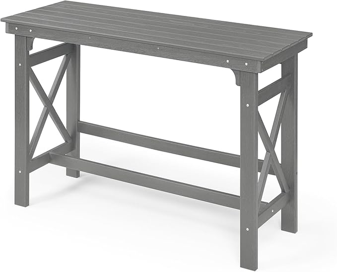 41" Outdoor Bar Table, HDPE Adirondack Outdoor Bar Table, All Weather Outside Bar Counter Height Tables Balcony Furniture, HDPE Patio Bar Tables for Bistro, Deck, Porch, Poolside, Smoke Gray