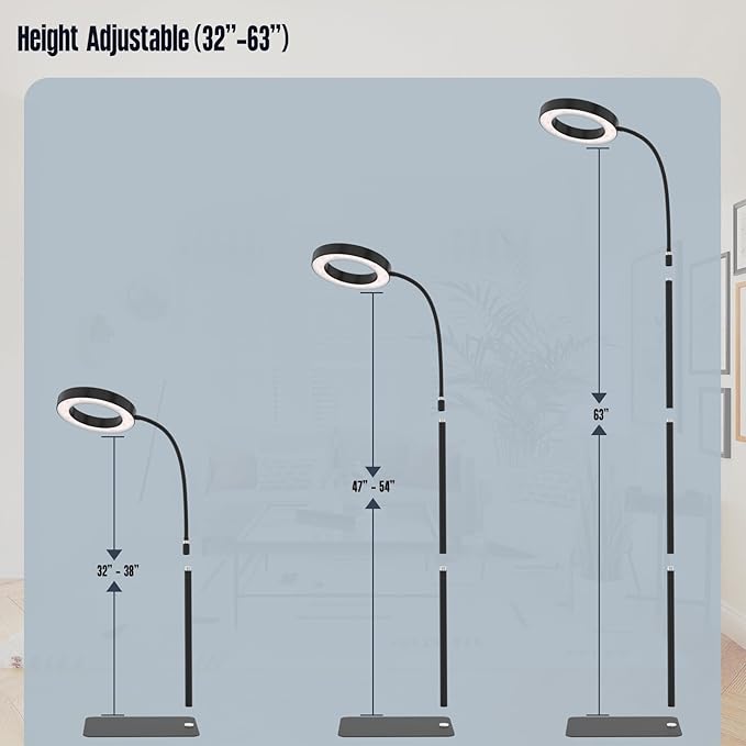 GLOWRIUM Indoor Grow Light, 20 Watt Full Spectrum LED Plant Growth Light with Stand, Adjustable Height with Timer 3/9/12 hrs, Black LED Plant Lamp