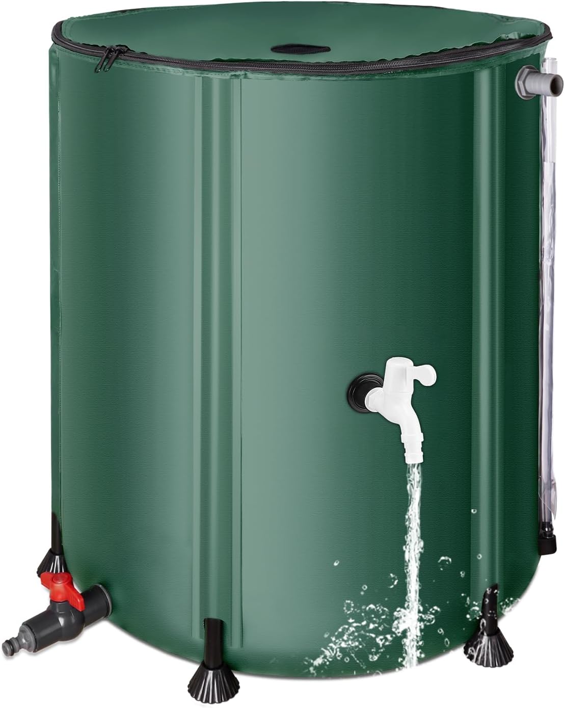50 Gallon / 200L Rain Barrel, Collapsible Rain Barrels to Collect Rainwater from Gutter with Spigots and Overflow, 500D PVC Portable Rain Water Collection Catching System, Water Catcher Tank