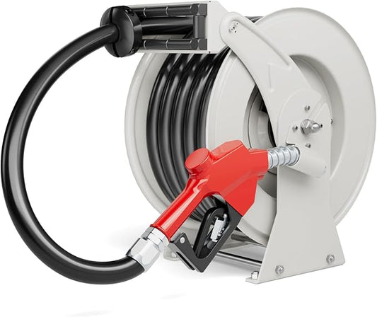 Fuel Hose Reel 1" x 33', 300 PSI Heavy-duty Steel Construction with Refueling Nozzle, Diesel Fuel Reel Used for Aircraft Ship Vehicle Tanker Truck