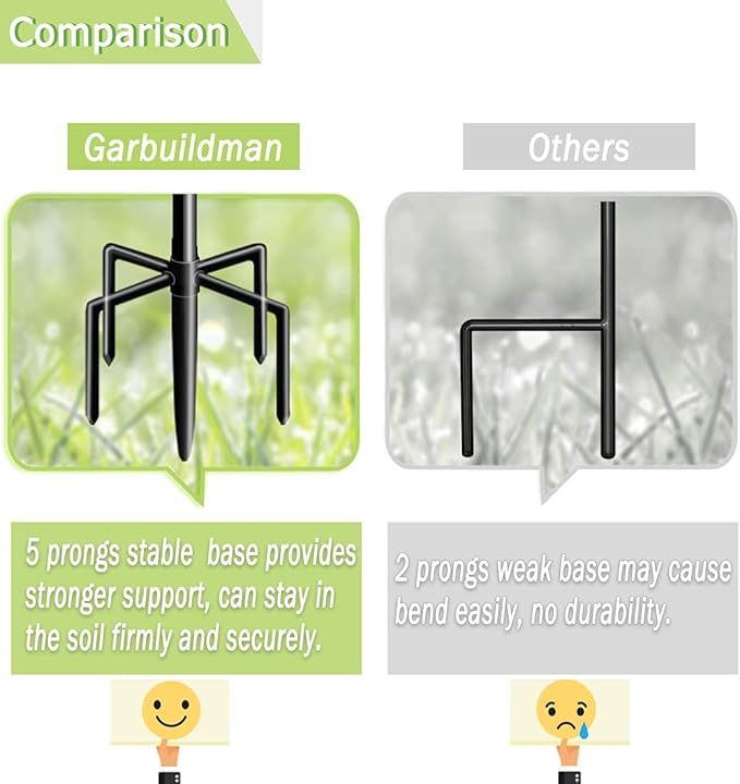 Garbuildman 92 Inch Tall Shepherd Hooks with 5-Forked Base, Adjustable Heavy Duty Bird Feeder Pole Stand Hanger for Outdoor, Shiny Black, 1 Pack