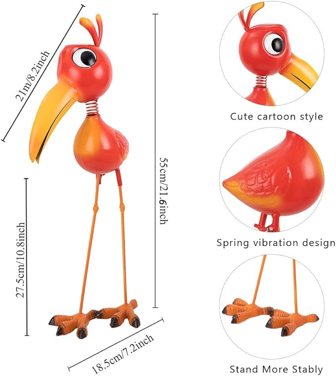 21.6" Cardinal Statue Metal Yard Decorations Outdoor & Indoor,Cardinal Garden Statues Sculptures Large Red Bird Ornaments,Yard Art Decor for Yard Porch Lawn,Metal Garden Decor for Outside