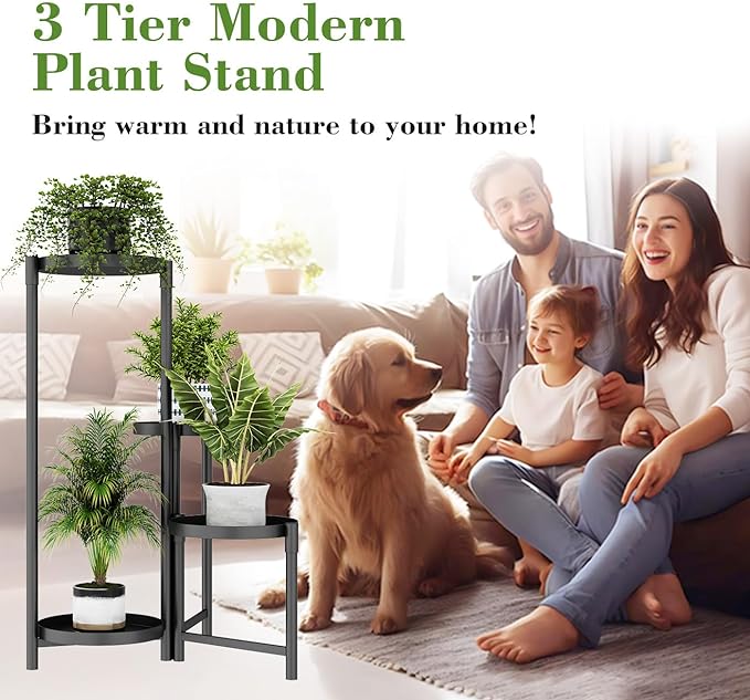 4 Tier Plant Stand Indoor | Metal Flower Pot Shelf for Multiple Plants | Heavy Duty Corner Potted Holder for Balcony, Bedroom, and Outdoor Garden Decor