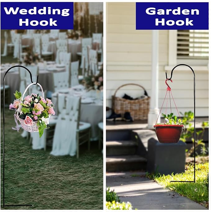 Ashman Shepherd's Hooks 35 Inch (24 Per Pack), Black, Made of Premium Metal for Hanging Solar Lights, Bird Feeders, Mason Jars, Christmas Lights, Lanterns, Garden Stakes and Wedding Décor.