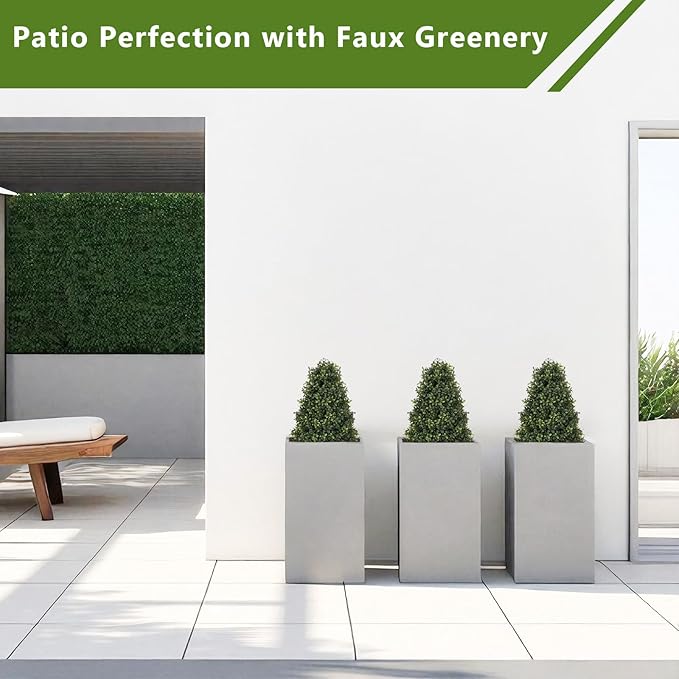 30" Boxwood Topiary Trees Artificial Outdoor Set of 2, UV Resistant Faux Plants for Front Porch Planters, Realistic Cone-Shaped Fake Bushes & Shrubs, 2.5ft Evergreen Decoration