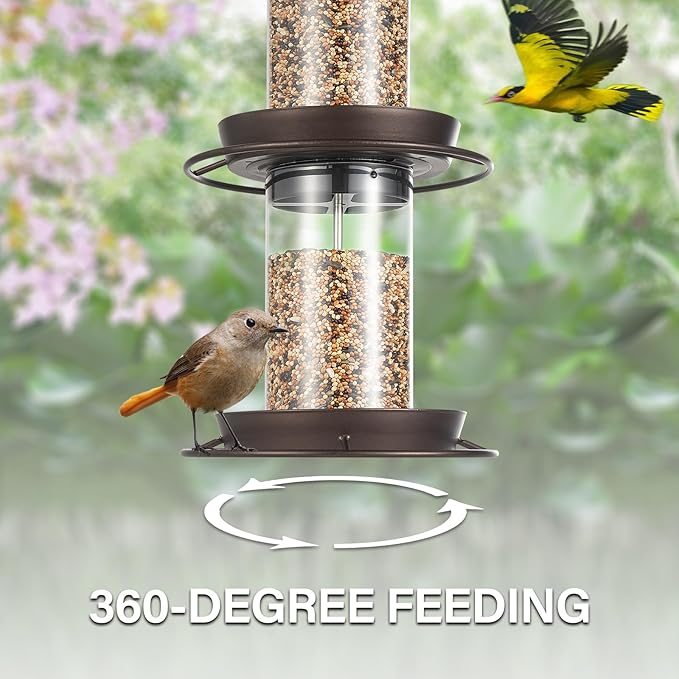 Backyard Expressions 2-Tier Bird Feeder with Sure-Lock Cap and Hanging Hook, Wild Bird Feeders - 4.5 lb Seed Capacity
