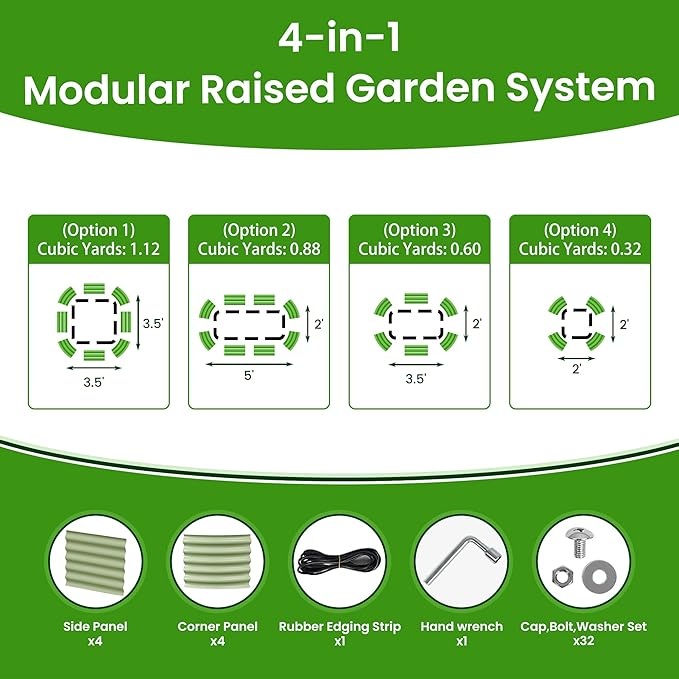 5x2x1.4 Ft Raised Garden Bed, Planter Box Outdoor with Rubber Edge Zinc-Aluminum-Magnesium Stainless Steel Durable Metal Garden Beds Kit for Vegetables, Flowers, Herbs and Succulents, Light Green