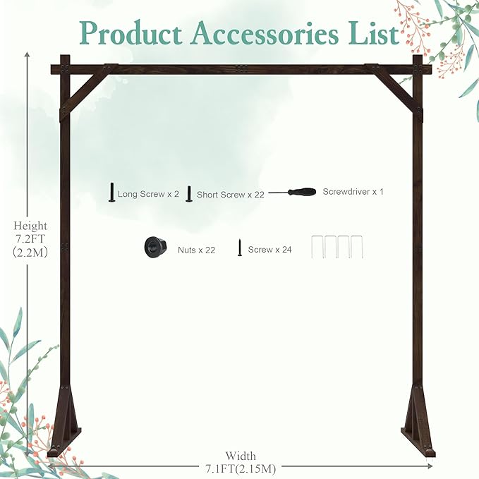 7.2FT Wedding Arch Square Wood Wedding Arches for Ceremony Wooden Wedding Arbor Backdrop Stand for Indoor Outdoor Wedding Party Proposal Scene Garden Beach Forest Rustic Boho Decoration