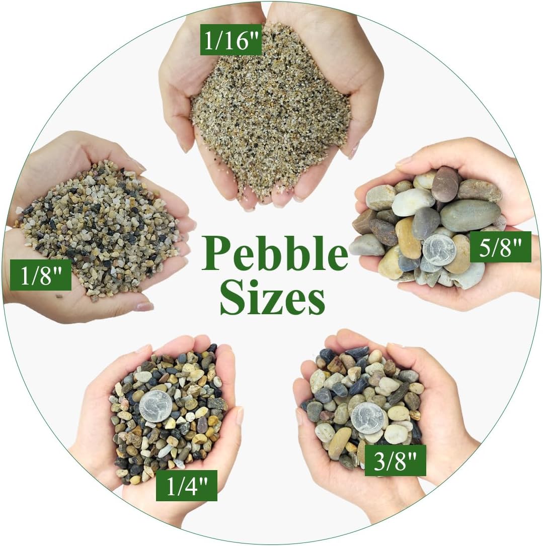 5lbs Aquarium Gravel, 1/16"(0.6-1.2mm) Natural River Rocks Succulent Cactus Pea Gravel for Plants, Fish Tank, Decorative Pebbles for Gardening, Flower Pots, Vase Fillers, Landscaping