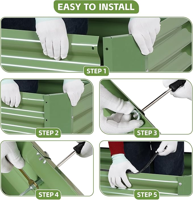 4x2x2ft Raised Garden Bed - Galvanized Deep Root Planter Boxes Outdoor with Wing Nuts and Safety Edges for Gardening Vegetables, Flowers, Herbs, Succulents - Olive Green