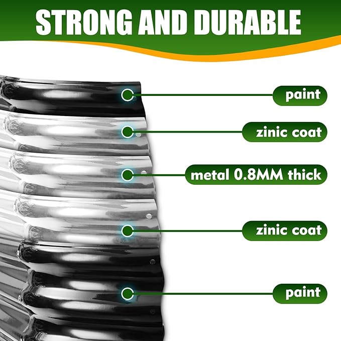 17" Tall Elevated Oval Metal Raised Garden Bed - 4ft x 2ft in Size and 0.8MM Thick Durable Planter Bed/Box for Vegetables Flowers Succulent at Patio/Garden Outdoor (Black, 4X2X1.4 FT)