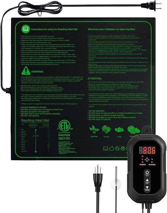 20"x 20" Seedling Heat Mat with Digital Thermostat Combo Set,ETL Certified and Durable Waterproof Warm Hydroponic Heat Mat for Germination,Indoor Gardening,Brewing and Greenhouses