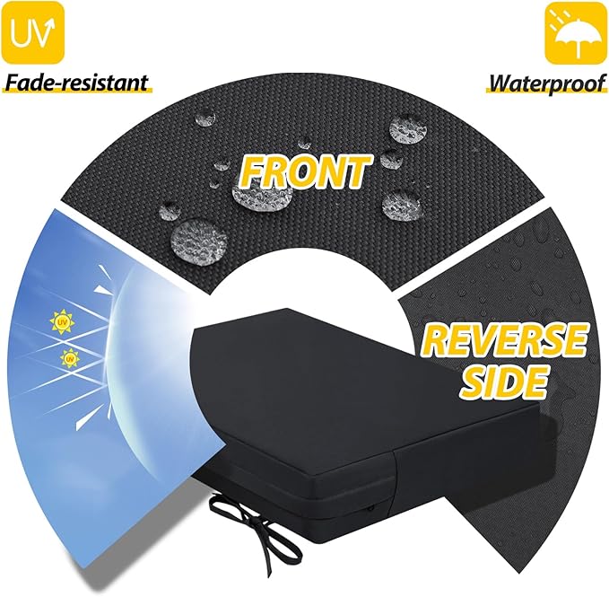 AAAAAcessories Outdoor Seat Cushions for Chairs, Waterproof, Fade-Resistant Patio Furniture Replacement Cushions, 18.5" x 16" x 3", Set of 4, Black