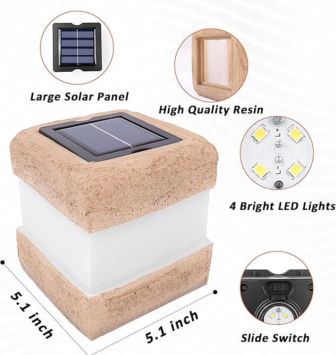 2 Pack Solar Rock Lights Outdoor - Solar Garden Decor Landscape Pathway Lights Waterproof with Warm LED Lights for Table Patio Yard Garden Walkway Decor(Brown)