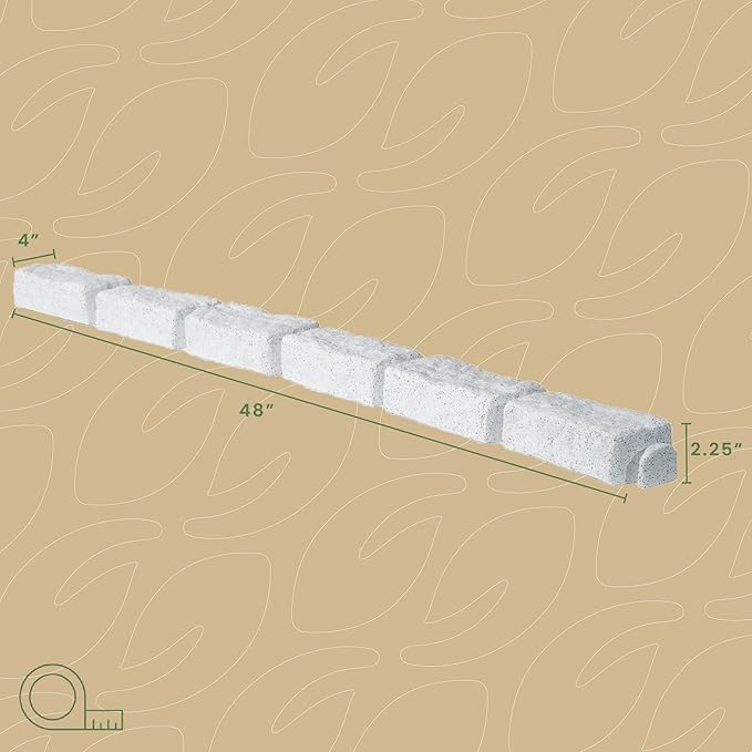 Beuta Landscape Edging | Garden Edging Border | Faux Stone Bricks for Lawn edging, Flower beds, Pathways & Yard Edging– 40 Packs | Each Section Has 6 Bricks 48"L x 4"W x 2.25"H | 120 Spikes |Limewash