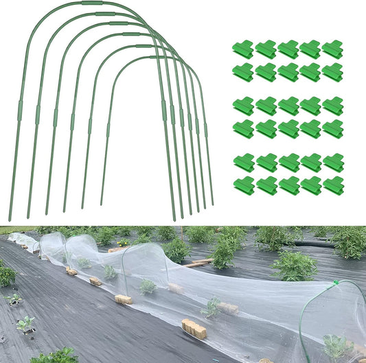 Garden Hoops Grow Tunnel for Raised Beds, 6 Sets 25.6" x 31.5" Rust-Proof Steel Greenhouse Hoops, Plant Support Garden Stakes Frame for Garden Fabric, Row Cover, Garden Netting