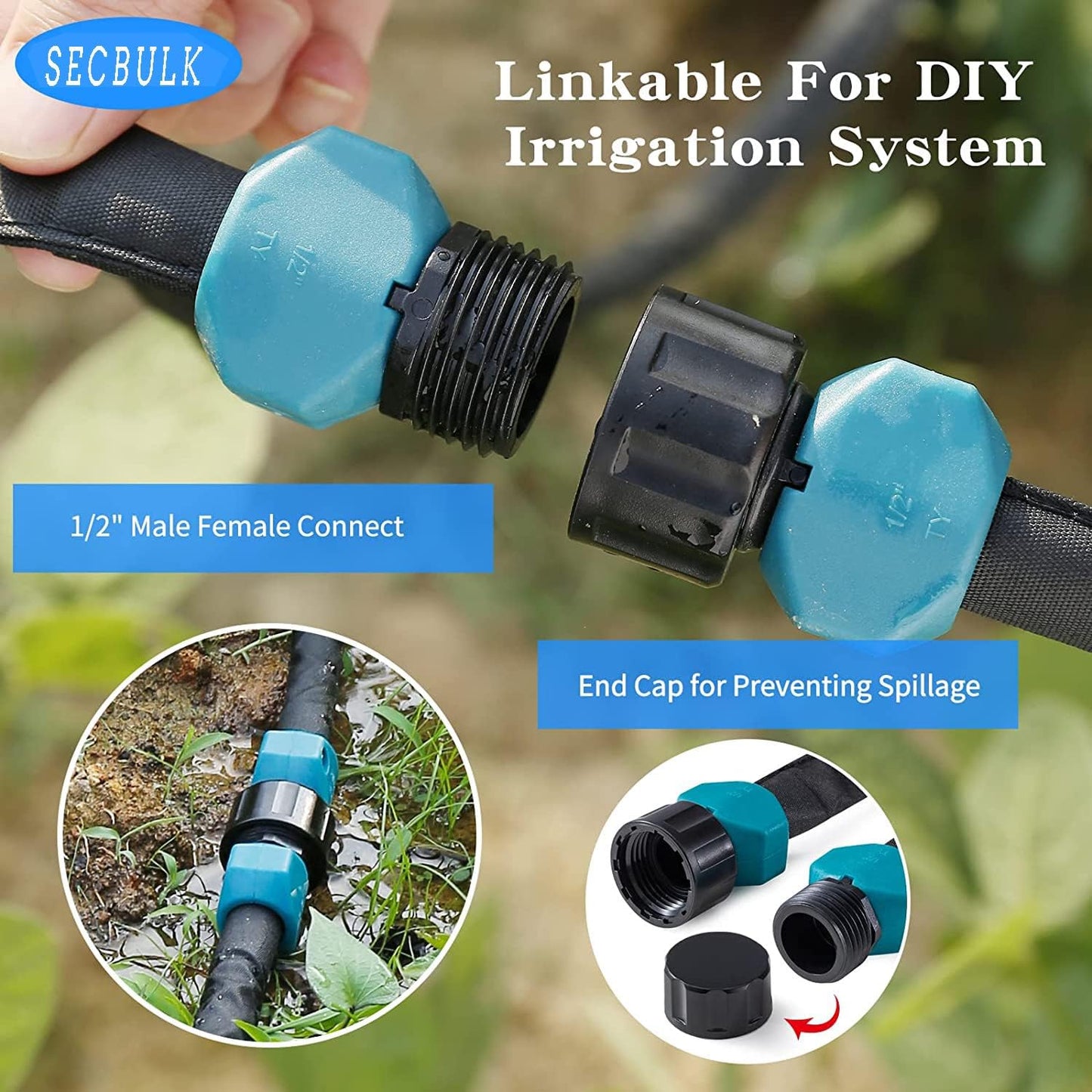 2025 Flat Soaker Hose 10 ft with Stakes for Garden, 10ft Linkable Drip Hose Diy Garden Irrigation System Saving 80% Water, Dual-layer Leak-free Design Water Hose with Holes